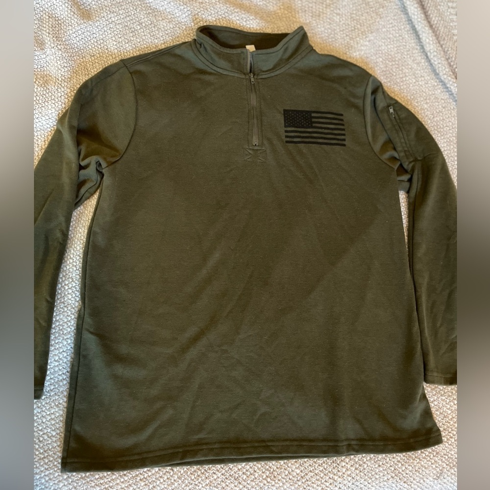 Men's Olive Green Quarter-Zip Sweater
